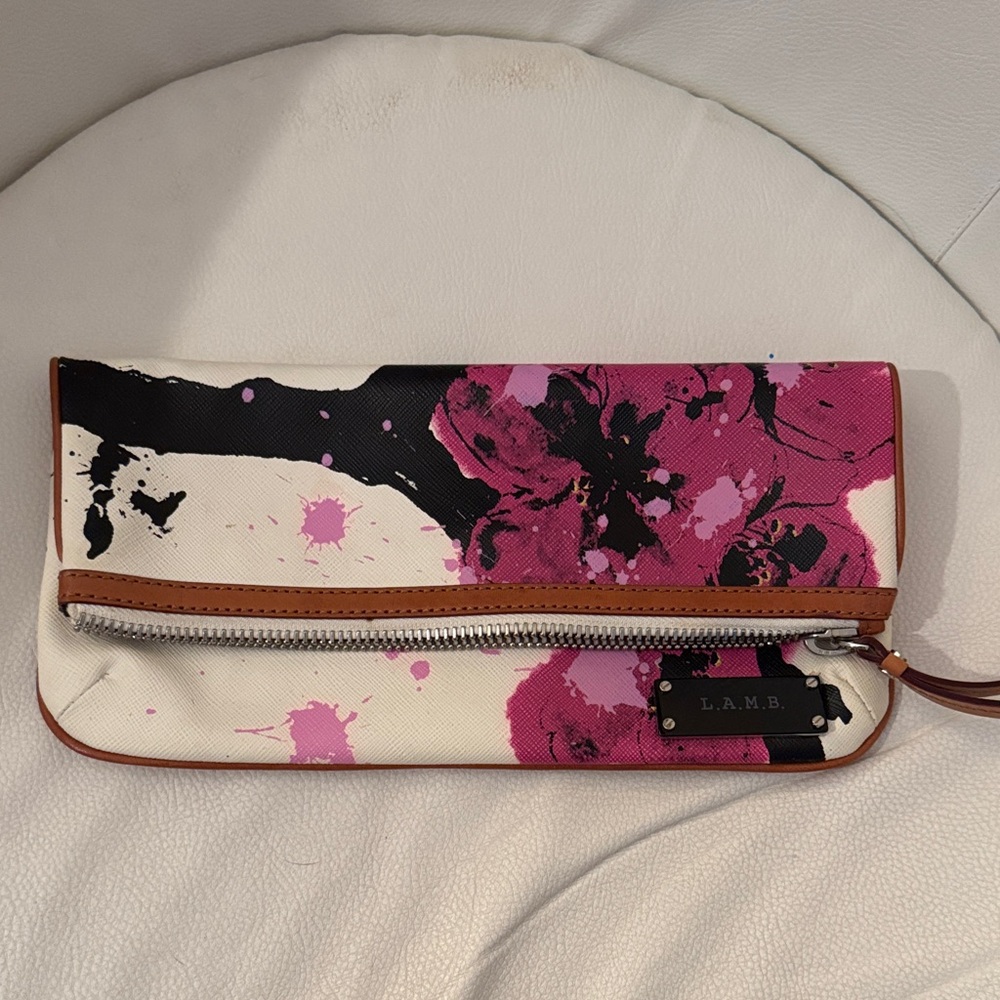 L.A.M.B. Floral Pink and Black Clutch